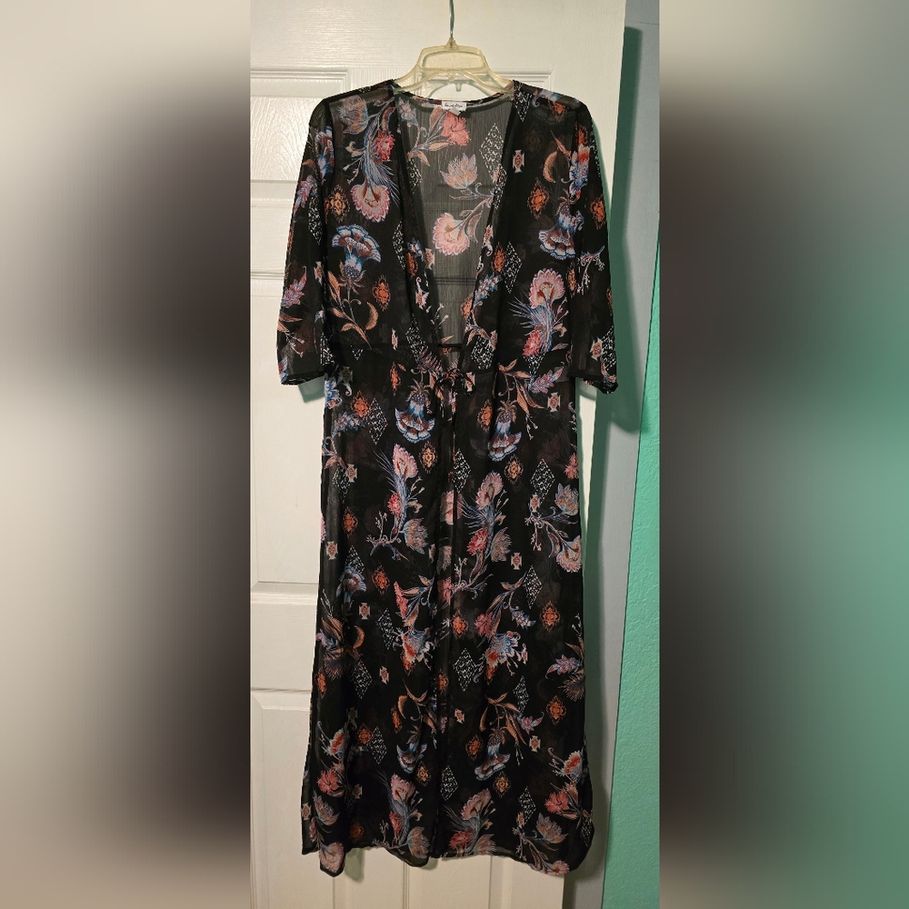 Floral Black Duster